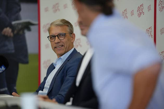 Muri, Switzerland - September 01: Petre Knäbel Central President SFA during the press conference, PK, Pressekonferenz new Chief Sports Officer SFA at Swiss Football Association on September 01, 2026 in Muri, Switzerland. Copyright: xKjetilxWaberx xSPPx Sportspressphoto_SPR221787