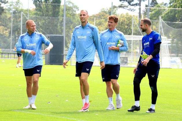 01.09.2026, DEU GER, Fussball , 2.Fussballbundesliga, Saison 2026 2027, Sportforum, Hertha BSC, Training Gustaf Nilsson ( Hertha BSC Berlin 9 ), Cheftrainer Stefan Leitl ( Hertha BSC Berlin ), Jon Dagur Thorsteinsson ( Hertha BSC Berlin 23 ) Hertha BSC Berlin ), Sebastian Groenning ( Hertha BSC Berlin 17 ), Marius Gersbeck ( Hertha BSC Berlin 35 ) 2. Liga: DFB DFL regulations prohibit any use of photographs as image sequences and or quasi-video) Berlin Sportforum Berlin Deutschland *** September 1, 2026, Germany, Soccer, 2. Bundesliga, 2026–2027 Season, Sportforum, Hertha BSC, Training: Gustaf Nilsson, Hertha BSC Berlin 9, Head Coach: Stefan Leitl, Hertha BSC Berlin, Jon Dagur Thorsteinsson, Hertha BSC Berlin 23, Hertha BSC Berlin, Sebastian Groenning, Hertha BSC Berlin 17, Marius Gersbeck, Hertha BSC Berlin 35, 2nd Division, DFB and DFL regulations prohibit any use of photographs as image sequences and or quasi-video. Berlin Sportforum, Berlin, Germany Copyright: xNordphotox xEnglerx