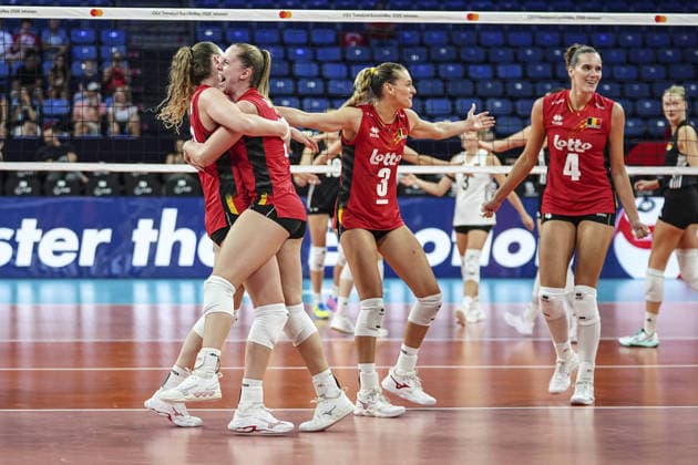 Belgium v Germany - CEV EuroVolley 2026 ISTANBUL, TURKIYE - SEPTEMBER 01: Players of Belgium celebrate after a position during the 2026 CEV Women s European Volleyball Championship Round of 16 match at the Sinan Erdem Dome in Istanbul, Turkiye, on September 01, 2026. Agit Erdi Ulukaya Anadolu Istanbul Turkey. Editorial use only. Please get in touch for any other usage.  Copyright: x2026xAnadoluxAgitxErdixUlukayax