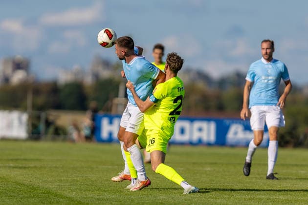 Tackle: Patrick Nagler (TSGV Waldstetten), 17; Luca Trstic (SV Kickers Stuttgart), 26, GER; TSGV Waldstetten vs. SV Kickers Stuttgart, Soccer, League Cup, DB Regio wfv Cup, Men s, Round of 16, 2026–2027 season, September 1, 2026, DFL and DFB regulations prohibit any use of photographs as image sequences and or quasi-video, GER, TSGV Waldstetten vs. SV Kickers Stuttgart, soccer, association cup, DB Regio wfv Cup, men’s, Round of 16, 2026–2027 Season, September 1, 2026, Waldstetten Copyright: xEibner-Pressefoto JanixPlessx EP_JPL