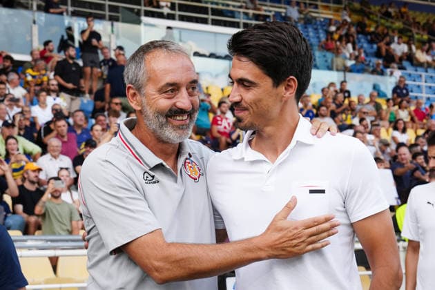 CremoneseÕs head coach Marco Giampaolo and Parma s head coach Carlos Cuesta during the Round of 16 of Frecciarossa Italian Cup 2026 2027 match between Parma and Cremonese at Ennio Tardini Stadium - Soccer - Parma, Italy - Tuesday September 1, 2026  Copyright: xMassimoxPaolone LaPressex