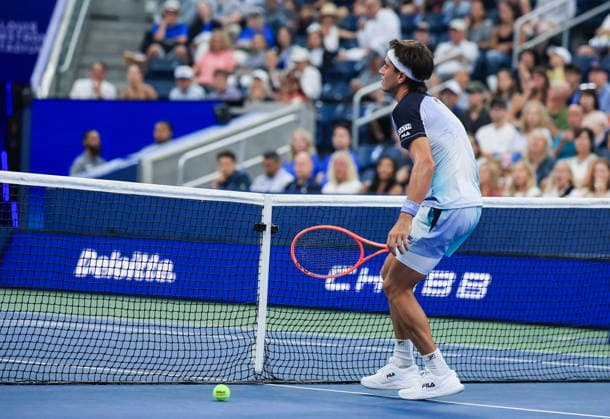 US Open tennis tournament - Day 3 Francisco Comesana of Argentina reacts while in action against Flavio Cobolli of Italy during the men s singles first round of the US Open Tennis Championships at the USTA Billie Jean King National Tennis Center in Flushing Meadows, New York, USA, 01 September 2026. The 2026 US Open tournament runs from 23 August through 13 September. FLUSHING MEADOWS NEW YORK United States  Copyright: xCRISTOBALxHERRERA-ULASHKEVICHx