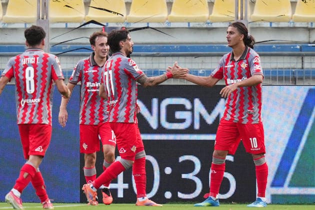 CremoneseÕs Adin Licina celebrates after scoring the 0-2 goal for his team during the Round of 16 of Frecciarossa Italian Cup 2026 2027 match between Parma and Cremonese at Ennio Tardini Stadium - Soccer - Parma, Italy - Tuesday September 1, 2026  Copyright: xMassimoxPaolone LaPressex