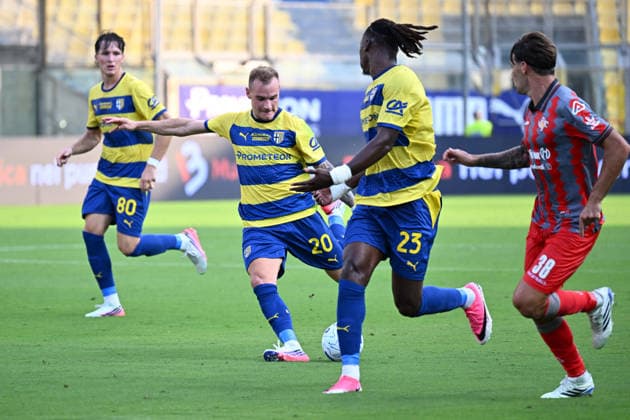 SOCCER - Coppa Italia - Parma Calcio vs. US Cremonese Photo by IPA ABACAPRESS.COM88005336 - Matija Frigan of Parma Calcio 1913 kicked the ball during the soccer match between Parma Calcio 1913 and US Cremonese, a Round of 16 match in the 2026 2027 Frecciarossa Italian Cup, at Ennio Tardini Stadium on September 1, 2026 in Parma, Italy. Parma Italy  Copyright: xIPAxSport ABACAx