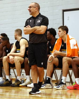 September 1, 2026, Germany, Ludwigsburg, Basketball: MHP Riesen Ludwigsburg vs. Frankfurt Slyliners, Coach Carlos Duran Ortega (LB)
