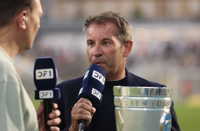 Soccer, Men s, Toto Cup, Quarterfinals, 2026–2027 Season, TSV 1860 Munich vs. TSV Buchbach, Grünwalder Stadium, Gernot Mang, President of TSV 1860 Munich, being interviewed, headshot, portrait