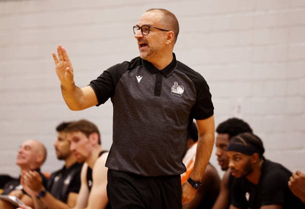 September 1, 2026, Germany, Ludwigsburg, Basketball: MHP Riesen Ludwigsburg vs. Frankfurt Slyliners, Coach Carlos Duran Ortega (LB)