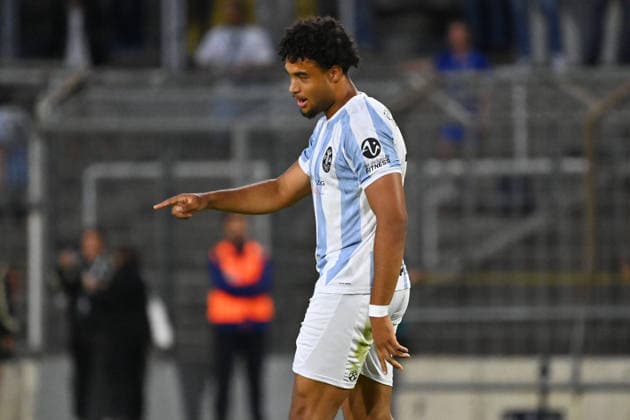 Arian Ortivero CALDERON, TSV 1860 Munich, after scoring the 1-2 goal on a penalty kick, penalty kick, action, single frame, cropped image, half-length shot, Bavarian State Cup soccer, Toto Cup: TSV 1860 Munich vs. TSV Buchbach on September 1, 2026, at Grünwalder Stadium