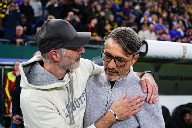 Philipp Obloch (HEBC Hamburg, Trainer), Niko Kovac (Borussia Dortmund, Trainer) GER, HEBC Hamburg vs. Borussia Dortmund, Fußball, DFB-Pokal, 1. Runde, Saison 2026 2027, 01.09.2026 GER, HEBC Hamburg vs. Borussia Dortmund, Fußball, DFB-Pokal, 1. Runde, Saison 2026 2027, 01.09.2026 Hamburg *** Philipp Obloch, HEBC Hamburg, Coach; Niko Kovac, Borussia Dortmund, Coach (GER); HEBC Hamburg vs. Borussia Dortmund, Soccer, DFB Cup, 1st Round, 2026–2027 Season, September 1, 2026, GER, HEBC Hamburg vs. Borussia Dortmund, soccer, DFB Cup, Round 1, 2026–2027 season, September 1, 2026, Hamburg Copyright: xEibner-Pressefoto MarcelxvonxFehrnx EP_MFN