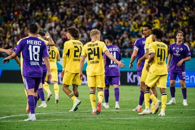 DFB-Pokal: HEBC - Borussia Dortmund, 01.09.2026 TOR, JUBEL zum 0:2 durch Daniel Jonathan Svensson (Borussia Dortmund, 24); Fußball, DFB-Pokal, 1. Runde: HEBC vs. Borussia Dortmund am 01.09.2026 im Volksparkstadion, Hamburg DFB REGULATIONS PROHIBIT ANY USE OF PHOTOGRAPHS AS IMAGE SEQUENCES AND OR QUASI-VIDEO. *** DFB Cup: HEBC vs. Borussia Dortmund, September 1, 2026 – Goal, Celebration after Daniel Jonathan Svensson’s 0–2 goal for Borussia Dortmund, 24 Soccer, DFB Cup, First Round: HEBC vs. Borussia Dortmund on September 1, 2026, at the Volksparkstadion, Hamburg. DFB regulations prohibit any use of photographs as image sequences and or quasi-video. Copyright: xBEAUTIFULxSPORTS Tonhäuserx