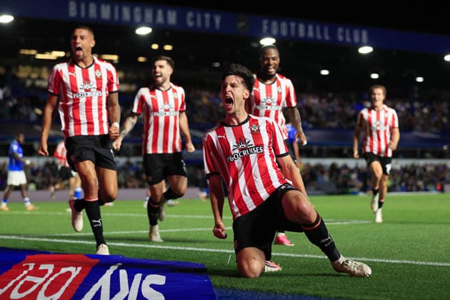 Fußball: Sky Bet Championship – Birmingham City gegen Southampton, 1. September 2026 Sky Bet Championship – Birmingham City gegen Southampton: Keven Schlotterbeck von Southampton jubelt nach dem ersten Tor. Foto: Simon Stacpoole. Abseits. Birmingham, Großbritannien  Copyright: xSimonxStacpoolexOffside