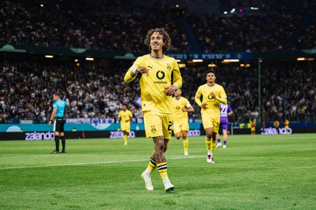 DFB-Pokal: HEBC - Borussia Dortmund, 01.09.2026 TOR, JUBEL zum 0:5 durch Fabio Daniel Soares Silva (Borussia Dortmund, 21); Fußball, DFB-Pokal, 1. Runde: HEBC vs. Borussia Dortmund am 01.09.2026 im Volksparkstadion, Hamburg DFB REGULATIONS PROHIBIT ANY USE OF PHOTOGRAPHS AS IMAGE SEQUENCES AND OR QUASI-VIDEO. *** DFB Cup: HEBC vs. Borussia Dortmund, September 1, 2026 – Goal, Celebration of the 0–5 goal by Fabio Daniel Soares Silva (Borussia Dortmund), 21 Soccer, DFB Cup, First Round: HEBC vs. Borussia Dortmund on September 1, 2026, at the Volksparkstadion, Hamburg. DFB regulations prohibit any use of photographs as image sequences and or quasi-video. Copyright: xBEAUTIFULxSPORTS Tonhäuserx