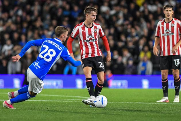 Birmingham City v Southampton, Sky Bet Championship, St Andrews @ Knighthead Park, Birmingham, UK - 1 September 2026 Southampton s Cameron Bragg on the ball , UK NEWSPAPERS OUT Copyright: xRichardxBowcottx