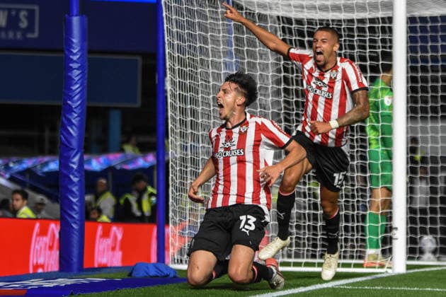 Birmingham City v Southampton, Sky Bet Championship, St Andrews @ Knighthead Park, Birmingham, UK - 1 September 2026 Southampton s Keven Schlotterbeck celebrates after scoring the opening goal , UK NEWSPAPERS OUT Copyright: xRichardxBowcottx