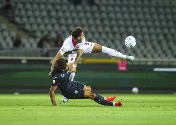 IPA88009323 - Sandro Kulenovic of Torino FC and Lorenzo Lucchesi of AC Monza during the 2026 27 Coppa Italia soccer match between Torino FC and AC Monza on September 1, 2026, at the Stadio Olimpico Grande Torino in Turin, Italy. Photo by Nderim KACELI  Copyright: xNderimxKaceli IPAxSportx xx 88009323