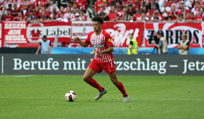 30 08 26 SC Freiburg SV Werder Bremen Germany, Freiburg, 30 08 2026, Soccer, Bundesliga, Season 2026 2027, SC Freiburg SV Werder Bremen Derry Scherhant SC Freiburg