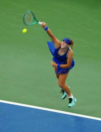 Mirra Andreeva in first round action 2026 US Open, Day Three, USTA Billie Jean King National Tennis Center, New York, USA - 01 Sep 2026New York USTA Billie Jean King National T New York (NY) United States of America EDITORIAL USE ONLY No use with unauthorised audio, video, data, fixture lists, club league logos or live services. Online in-match use limited to 120 images, no video emulation. No use in betting, games or single club league player publications.  Copyright: xJavierxGarcia Shutterstockx 17124550ag