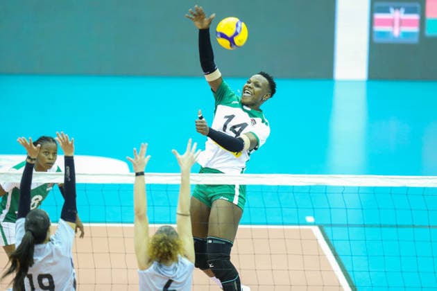 NAIROBI, KENYA - September 1: Sande Meldinah Nemali, Kenya and Algeria Defenders during the 2026 CAVB Women s African Nations Volleyball Championship between Algeria and Kenya on September 1, 2026 in Nairobi, Kenya. Photo by Chris Omollo Copyright: xx