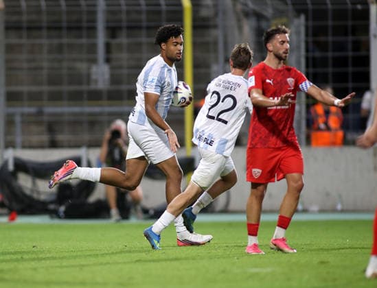 Soccer, Men s, Toto Cup, Round of 16, 2026–2027 Season, TSV 1860 Munich vs. TSV Buchbach at Grünwalder Stadium, 1–2 (goal by Arian Ortivero Calderon for TSV 1860 Munich on a penalty kick)