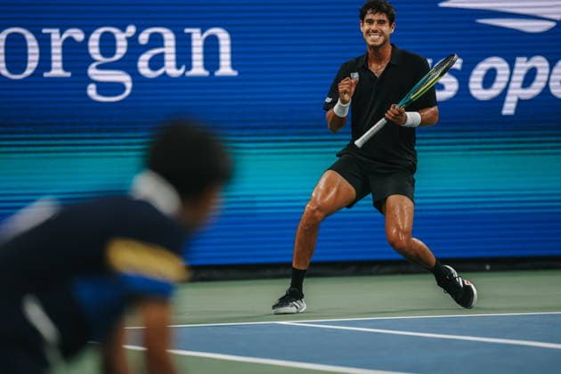 US Open tennis tournament - Day 3 epaselect Adolfo Daniel Vallejo of Panama reacts while in action against Gael Monfils of France during their Men™s Singles first round match at the US Open Tennis Championships at the USTA Billie Jean King National Tennis Center in Flushing Meadows, New York, USA, 01 September 2026. FLUSHING MEADOWS NEW YORK United States  Copyright: xOlgaxFedorovax