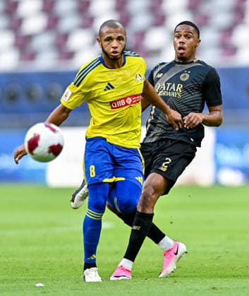 QATAR CUP 2026 SEMI-FINAL MATCH AL-SADD SC AND AL-GHARAFA SC Pedro Miguel (R) of Al Sadd SC and Yacine Brahimi of Al-Gharafa SC compete during the Qatar Cup 2026 semi-final match between Al-Sadd SC and Al-Gharafa SC at Khalifa International Stadium in Doha, Qatar, on September 1, 2026. DOHA Qatar Copyright: xNOUSHADx