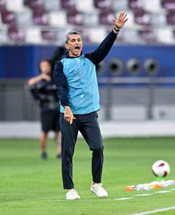 QATAR CUP 2026 SEMI-FINAL MATCH AL-SADD SC AND AL-GHARAFA SC Razvan Lucescu, head coach Al Sadd SC reacts during the Qatar Cup 2026 semi-final match between Al-Sadd SC and Al-Gharafa SC at Khalifa International Stadium in Doha, Qatar, on September 1, 2026. DOHA Qatar Copyright: xNOUSHADx