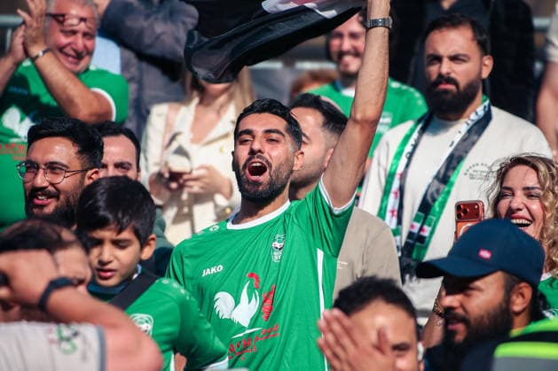 Essen, Germany, Europe SOCCA World Cup 2026, 6-on-6 small-field soccer, group stage match between Syria and Ireland; spectators, fans, stands, choreography, fan choreography, Copyright: xAymanxAlahmedx