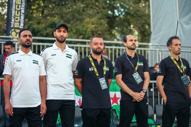 Essen, Germany, Europe—2026 SOCCA World Cup, 6-on-6 small-field soccer, group stage match between Syria and Ireland—highlights, tackles, players, and emotions during the game as part of the international SOCCA World Cup in Essen Copyright: xAymanxAlahmedx
