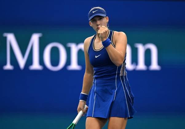 (260902) -- NEW YORK, Sept. 2, 2026 -- Russia s Mirra Andreeva celebrates during the women s singles first round match against Indonesia s Janice Tjen at the 2025 US Open tennis championships in New York, the United States, Sept. 1, 2026. ) (SP)U.S.-NEW YORK-TENNIS-US OPEN-WOMEN S SINGLES LixRui 