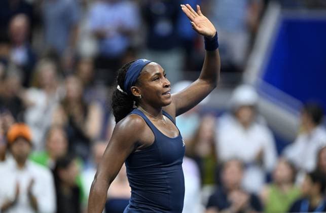 (260902) -- NEW YORK, Sept. 2, 2026 -- Coco Gauff of the United States celebrates after the women s singles first round match between Coco Gauff of the United States and Zeynep Sonmez of T¨¹rkiye at the 2026 US Open tennis championships in New York, the United States, Sept. 1, 2026. ) (SP)U.S.-NEW YORK-TENNIS-US OPEN-WOMEN S SINGLES LixRui 