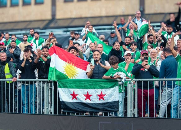Essen, Germany, Europe SOCCA World Cup 2026, 6-on-6 small-field soccer, group stage match between Syria and Ireland; spectators, fans, stands, choreography, fan choreography, Copyright: xAymanxAlahmedx