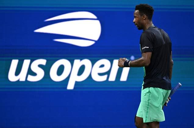 (260902) -- NEW YORK, Sept. 2, 2026 -- Gael Monfils of France reacts during the men s singles first round match against Adolfo Daniel Vallejo of Paraguay at the 2026 US Open tennis championships in New York, the United States, Sept. 1, 2026. ) (SP)U.S.-NEW YORK-TENNIS-US OPEN-MEN S SINGLES LixRui 