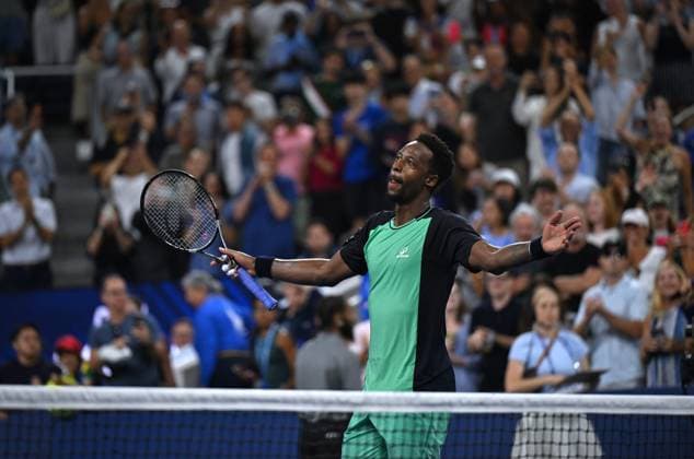 (260902) -- NEW YORK, Sept. 2, 2026 -- Gael Monfils of France celebrates victory after the men s singles first round match against Adolfo Daniel Vallejo of Paraguay at the 2026 US Open tennis championships in New York, the United States, Sept. 1, 2026. ) (SP)U.S.-NEW YORK-TENNIS-US OPEN-MEN S SINGLES LixRui 