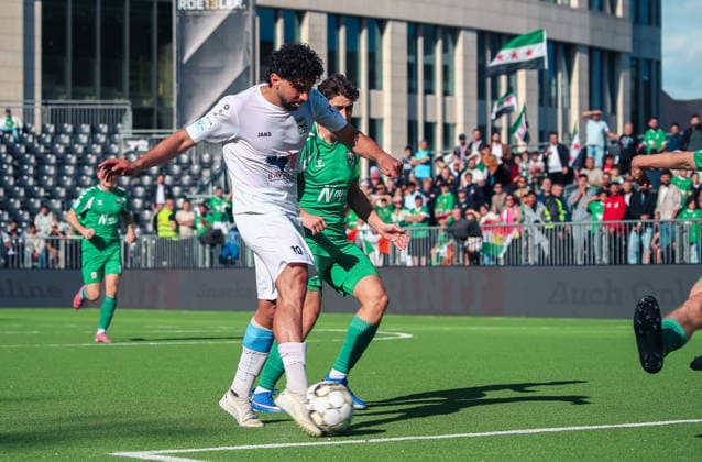 Essen, Germany, Europe—2026 SOCCA World Cup, 6-on-6 small-field soccer, group stage match between Syria and Ireland—highlights, tackles, players, and emotions during the match as part of the international SOCCA World Cup in Essen Copyright: xAymanxAlahmedx
