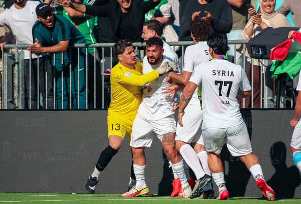 Essen, Germany, Europe, 2026 SOCCA World Cup, 6-on-6 small-field soccer, group stage match between Syria and Ireland—goal and goal celebration by Aias Aosman Copyright: xAymanxAlahmedx