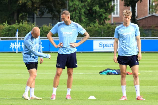 02.09.2026, DEU GER, Fussball , 2.Fussballbundesliga, Saison 2026 2027, Sportforum, Hertha BSC, Training Jon Dagur Thorsteinsson ( Hertha BSC Berlin 23 ), Gustaf Nilsson ( Hertha BSC Berlin 9 ), Luca Schuler ( Hertha BSC Berlin 18 ) 2. Liga: DFB DFL regulations prohibit any use of photographs as image sequences and or quasi-video) Berlin Sportforum Berlin Deutschland *** September 2, 2026, Germany, Soccer, 2. Bundesliga, 2026–2027 Season, Sportforum, Hertha BSC, Training: Jon Dagur Thorsteinsson (Hertha BSC Berlin 23), Gustaf Nilsson (Hertha BSC Berlin 9), Luca Schuler (Hertha BSC Berlin 18). DFB and DFL regulations prohibit any use of photographs as image sequences and or quasi-video. Berlin Sportforum, Berlin, Germany Copyright: xNordphotox xEnglerx