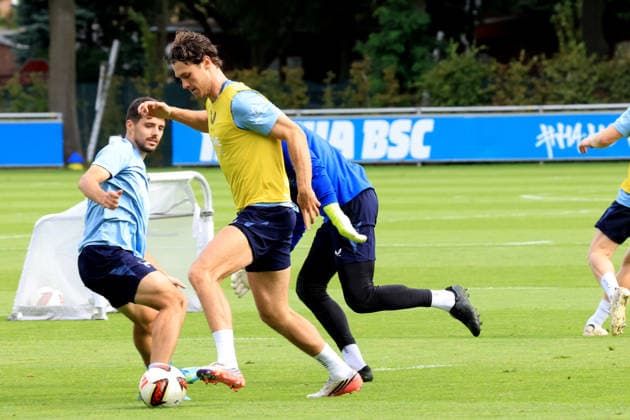 02.09.2026, DEU GER, Fussball , 2.Fussballbundesliga, Saison 2026 2027, Sportforum, Hertha BSC, Training Linus Jasper Gechter ( Hertha BSC Berlin 44 ), Josip Brekalo ( Hertha BSC Berlin 7 ) 2. Liga: DFB DFL regulations prohibit any use of photographs as image sequences and or quasi-video) Berlin Sportforum Berlin Deutschland *** September 2, 2026, Germany, Soccer, 2. Bundesliga, 2026–2027 season, Sportforum, Hertha BSC, Training: Linus Jasper Gechter (Hertha BSC Berlin 44), Josip Brekalo (Hertha BSC Berlin 7). DFB and DFL regulations prohibit any use of photographs as image sequences and or quasi-video. Berlin Sportforum, Berlin, Germany Copyright: xNordphotox xEnglerx