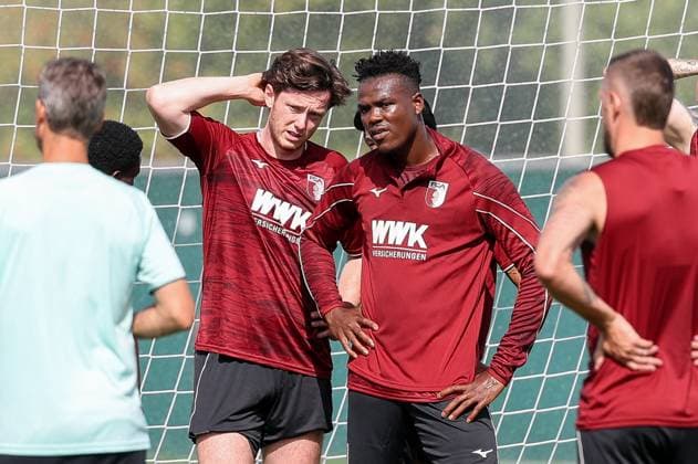Michael Gregoritsch 11 (FC Augsburg), Juma Bah 35 (FC Augsburg), Training FC Augsburg, Fussball, 1. Bundesliga, Saison 2026 27, 02.09.2026 Augsburg Bayern Deutschland *** Michael Gregoritsch 11 FC Augsburg, Juma Bah 35 FC Augsburg, FC Augsburg Training, Soccer, Bundesliga 1, 2026–27 Season, February 9, 2026, Augsburg, Bavaria, Germany Copyright: xkolbert-press ChristianxKolbertx