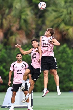 FORT LAUDERDALE, FL - SEPTEMBER 2: Mateo Silvetti (24) and Facundo Mura (4) of Inter Miami CF are seen during an Inter Miami Training Session at Florida Blue Training Center on September 2, 2026 in Fort Lauderdale, Florida. (Photo by Chris Arjoon Icon Sportswire) SOCCER: SEP 2 Inter Miami CF Training EDITORIAL USE ONLY Icon2609020000007