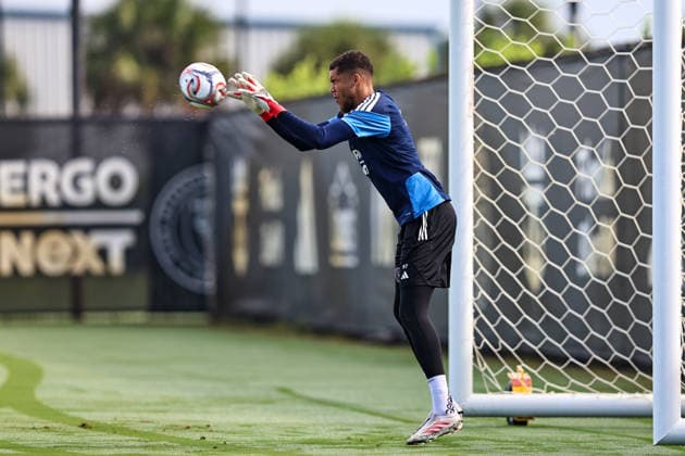 FORT LAUDERDALE, FL - SEPTEMBER 2: Dayne St. Clair (97) of Inter Miami CF is seen during an Inter Miami Training Session at Florida Blue Training Center on September 2, 2026 in Fort Lauderdale, Florida. (Photo by Chris Arjoon Icon Sportswire) SOCCER: SEP 2 Inter Miami CF Training EDITORIAL USE ONLY Icon2609020000024