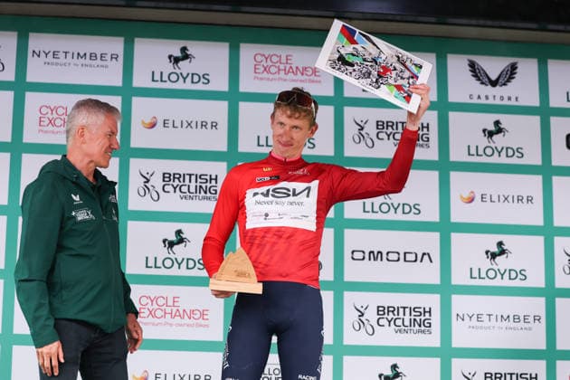 2026 Lloyds Tour of Britain Men Picture by Alex Whitehead SWpix.com - 02 09 2026 - Cycling - UCI ProSeries - 2026 Lloyds Tour of Britain Men - Stage 1: Lincoln to Lincoln (182.5km) - Winner of stage 1 Lewis Askey (NSN Cycling Team) wearing the most points jersey Copyright: x xSWpix.comx(t axPhotographyxHubxLtd)xAlexxWhitehead SWpix.comx SWP-3030-21847