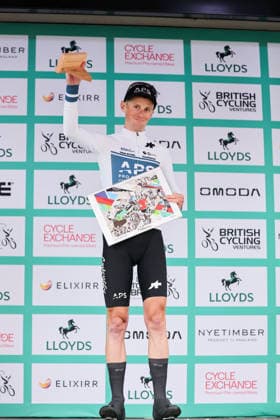2026 Lloyds Tour of Britain Men Picture by Alex Whitehead SWpix.com - 02 09 2026 - Cycling - UCI ProSeries - 2026 Lloyds Tour of Britain Men - Stage 1: Lincoln to Lincoln (182.5km) - Adam Lewis (APS Pro Cycling by Team Cadence Cyclery) most combative rider Copyright: x xSWpix.comx(t axPhotographyxHubxLtd)xAlexxWhitehead SWpix.comx SWP-3030-21855