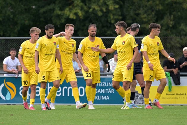 Goal, goal celebration for SG Sonnenhof Grossaspach’s 0–2 lead following Lukas Stoppel’s goal, SG Sonnenhof Grossaspach, 10 TSV Ehningen vs. SG Sonnenhof Grossaspach, soccer, DB Regio wfv Cup Round of 16, 2026–2027 season, September 2, 2026, TSV Ehningen vs. SG Sonnenhof Grossaspach, soccer, DB Regio WfV Cup Round of 16, 2026–2027 season, September 2, 2026, Ehningen Copyright: xEibner-Pressefotox EP_TBR