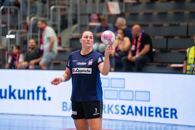HSG Blomberg Lippe GER vs. TuS Metzingen GER, Handball, Women s Handball Bundesliga 1, Matchday 2, 2026–2027 Season, Blomberg, September 2, 2026: Diana Magnusdottir of HSG Blomberg Lippe, at 7 a.m. during warm-ups at the Blomberg Synflex Arena on Ulmenallee, Germany