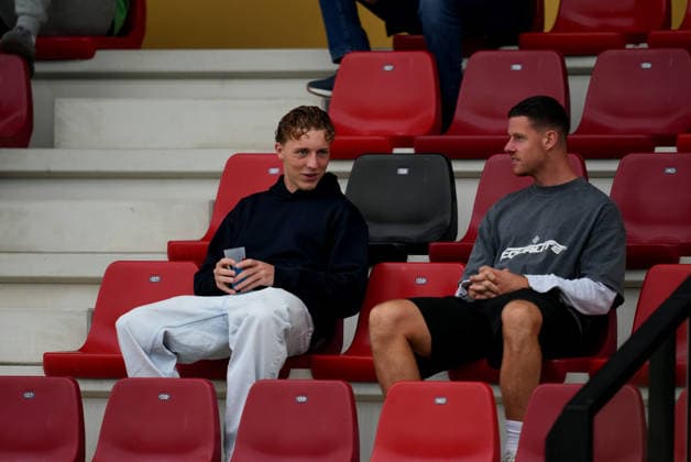 UEFA Womens Europa Cup: Feyenoord Rotterdam V1 v RSC Anderlecht Women Rotterdam - Senne Vugts of FC Dordrecht and Nick Venema of FC Dordrecht look on before the second leg of the first round of the 2026 2027 UEFA Womens Europa Cup. The match is set between Feyenoord Rotterdam V1 and RSC Anderlecht Women at Sportcomplex Varkenoord on 2 September 2026 in Rotterdam, The Netherlands. (Hero Images Danny de Groot) Copyright: xDannyxdexGrootx
