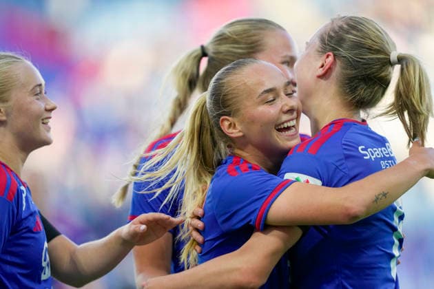European Cup Qualifiers, Women: Valerenga vs. ZNK Radomlje, Oslo, September 2, 2026. Valerenga celebrates after a goal by Stine Brekken as Valerenga faces Slovenian club ZNK Radomlje in the second match of the women’s European Cup qualifiers at Intility Stadium in Valerenga leads 2–0 after the first match Photo: Terje Bendiksby, NTB, Oslo, Norway EDITORIAL USE ONLY RESTRICTED USE FOR BETTING COMPANIES  Copyright: xTerjexBendiksbyx xNTBx