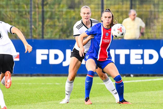 FOOTBALL : PSG vs Eintracht Francfort - UEFA Women™s Champions League - 02 09 2026 RomÃ e Leuchter (PSG) Marthine Ostenstad (Eintracht Francfort) PoissyFrance  Copyright: xBaptistexAutissierx