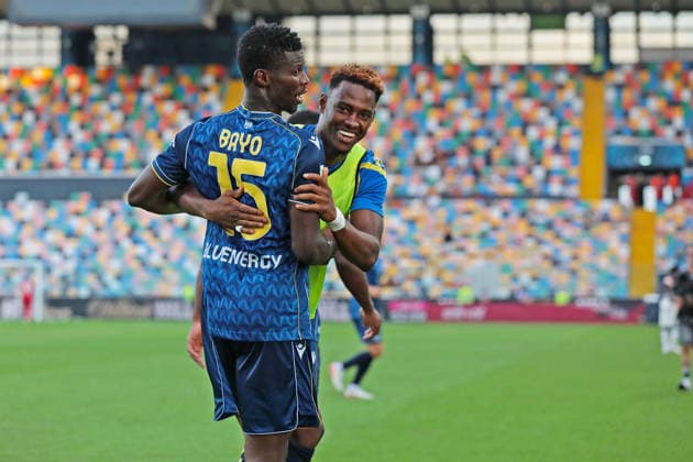 Udinese™s Vakoun Bayo celebrates after scoring the 2-1 goal for his team during the Coppa Italia soccer match between Udinese and Venezia at the Friuli Stadium in Udine, north east Italy - September 02, 2026. - Soccer  Copyright: xAndreaxBressanutti LaPressex