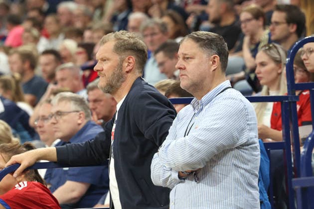 Handball, Opel Handball Bundesliga 2026–2027, Handball Sport Verein Hamburg vs. TVB Stuttgart, Sports Director Johannes Bitter (Hamburg), Philipp J. Müller, Partner and Member of the Supervisory Board, Barclays Arena Hamburg