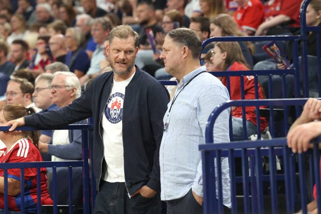Handball, Opel Handball Bundesliga 2026–2027, Handball Sport Verein Hamburg vs. TVB Stuttgart, Sports Director Johannes Bitter (Hamburg), Philipp J. Müller, Partner and Member of the Supervisory Board, Barclays Arena Hamburg